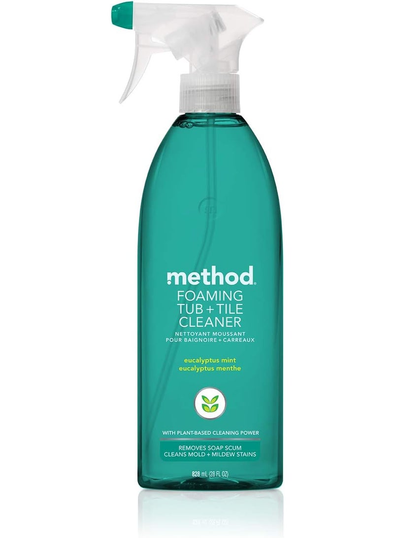 Method Foaming TUB+TILE CLEANER, Eucalyptus Mint, 28 Ounce, 1 pack, Packaging May Vary